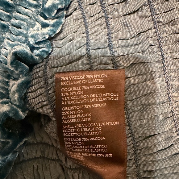 Anthropologie Blue Puff Sleeved Velvet Long Sleeve Blouse size Medium - Picture 8 of 10